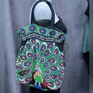 Vintage Multicolor Beaded Tote Bag